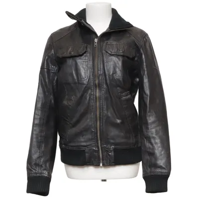 Lederjacke (Schwarz) von Jack & Jones Jeans Intelligence Baumwolle, Leder