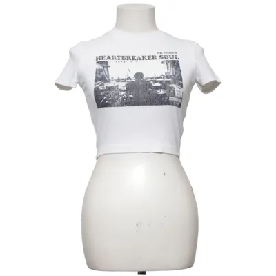 T-shirt (Hvid, Sort) fra Clockhouse Bomuld, Elastan