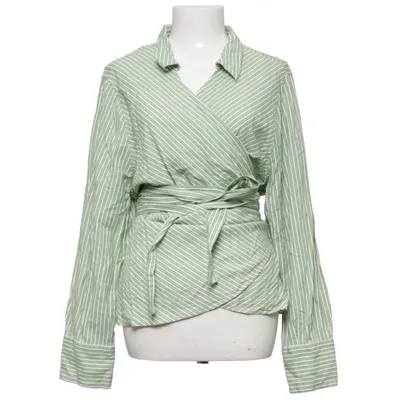 Wrap blouse (Green, White) from H&M Modern Classic Linen, Viscose