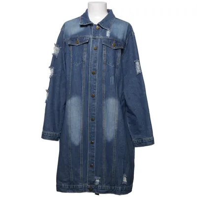 Jeansjacka (Blå) från Shein Curve Bomull, Polyester