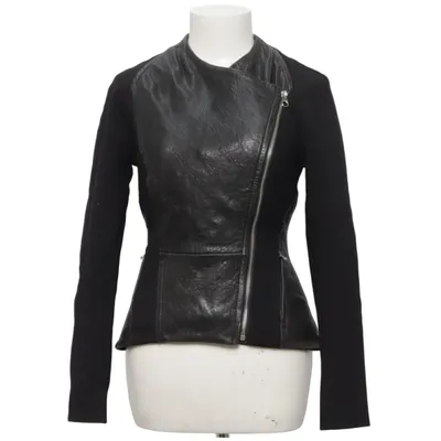Bikerjakke (Sort) fra Ted Baker Elastan, Læder, Polyamid, Polyester, Viscose