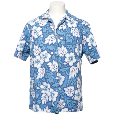 Chemise à manches courtes (Bleu, Blanc) de Hawaii Coton, Polyester