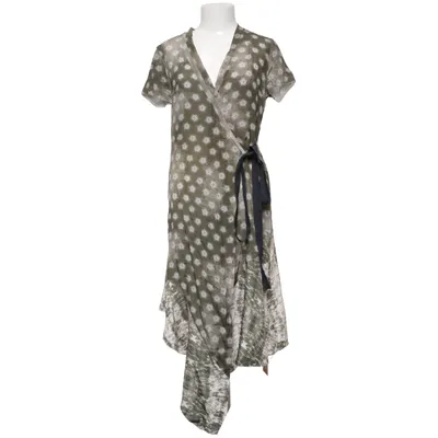 Wrap dress (Green, White) from Non Sense Silk, Viscose