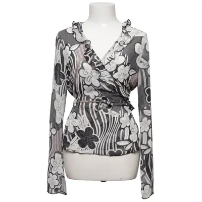 Wikkelblouse (Zwart, Wit, Grijs) van MariPhilippe Polyester