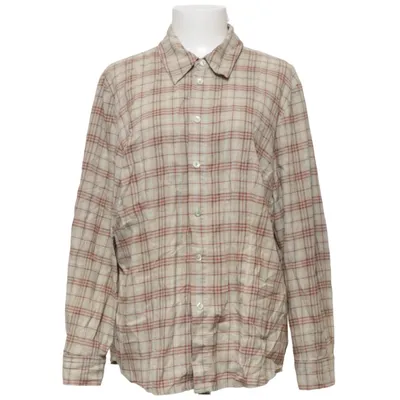Chemise en flanelle (B’Chic • flanellskjorta • rutig skjorta • S M • beige • röd • brun • damskjorta • casual • layering • höststil • preppy • cottagecore • vintagekänsla • second hand) de B'Chic