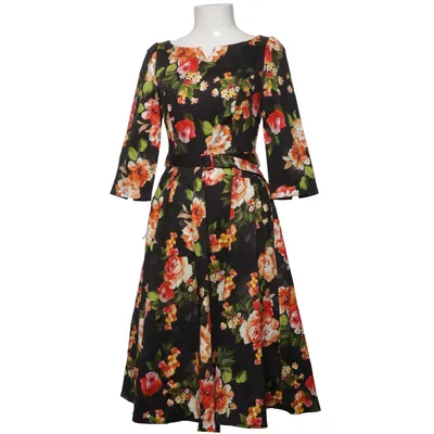 Kjole (Sort, Flerfarvet) fra Hearts & Roses Bomuld, Elastan