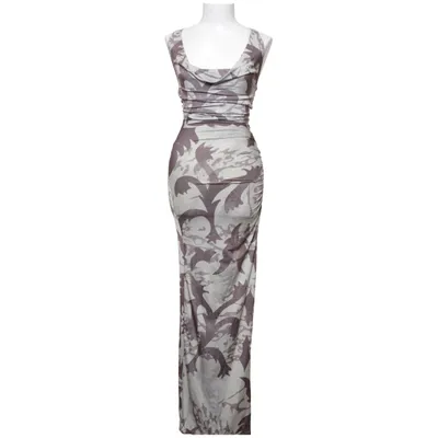 Maxikjole (Beige, Brun, Flerfarvet) fra ASOS Design Elastan, Polyester
