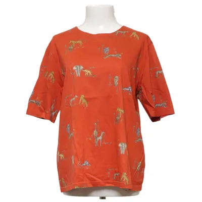 T-shirt (Loehrling • T-shirt • XL • bomull • orange • djurprint • safari print • unisex • kortärmad • basplagg • sommarstil • casual • retro • streetwear • second hand • Y2K) de Lofehrling Coton