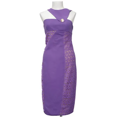 Jurk (Lila) van Versace for H&M Elastaan, Polyester, Zijde