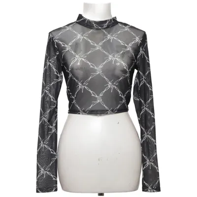 Haut (Noir, Blanc) de Romwe Élasthane, Polyester