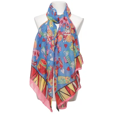 Shawl (Blue, Multicolored) from Lili Polyester