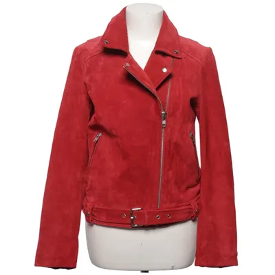 Biker jacket (Red) from Meotine Polyester, Suede