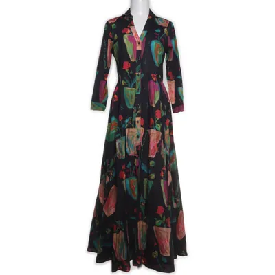 Maxi dress (Black, Multicolored) from Aglini Cotton