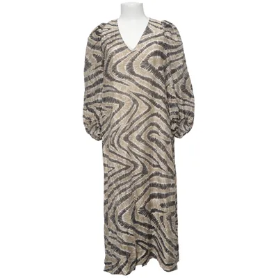 Jurk (Bruin, Zwart, Wit) van Second Female Linnen, Lyocell, Polyamide, Polyester