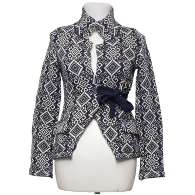 Cardigan cache-cœur (Bleu, Blanc) de Lely Wood Acrylique, Coton, Laine