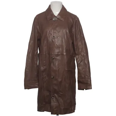 Veste longue en cuir (Marron) de Saki Cuir