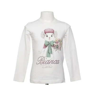 Langærmet t-shirt (Hvid, Flerfarvet) fra Monnalisa Bomuld, Elastan