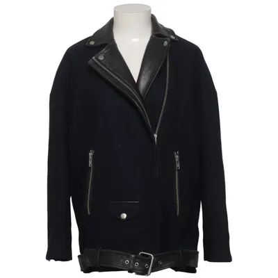 Biker jacket (Blue, Black) from Muubaa Leather, Polyester, Viscose, Wool