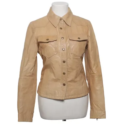 Leren jack (Beige) van Goosecraft Leer, Polyester