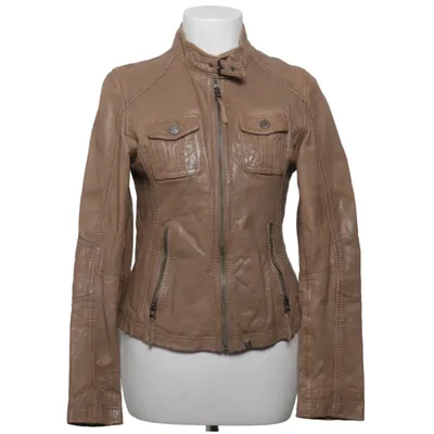 Läderjacka (Beige) från Oakwood Bomull, Skinn, Polyester