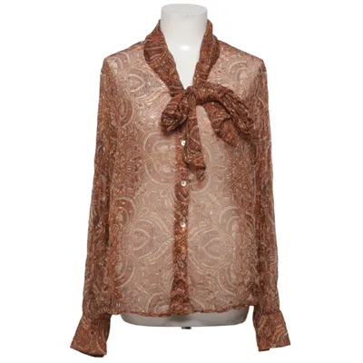 Sløjfebluse (Brun, Hvid) fra Ril's Polyamid, Silke, Viscose