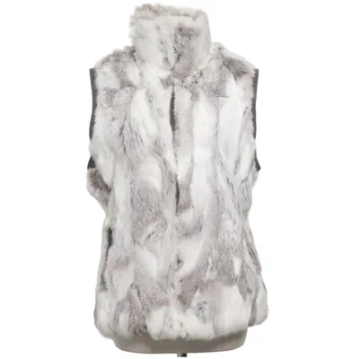 Gilet en fourrure (Gris, Blanc, Multicolore) de M.J.M. Fourrure de lapin