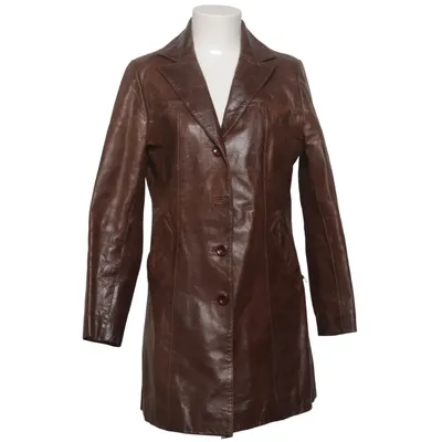 Veste longue en cuir (Marron) de Hennes Cuir, Polyester