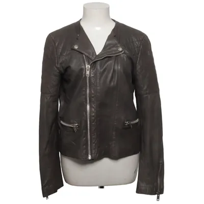 Bikerjakke (Grå) fra MDK Bomuld, Læder, Polyester
