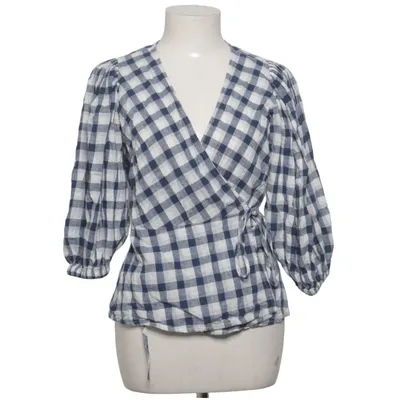 Wickelbluse (Blau, Weiß) von Premium Quality Gina Tricot Baumwolle, Leinen
