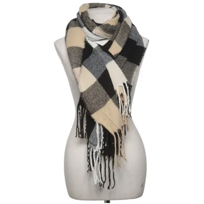 Halstørklæde (Sort, Beige, Hvid) fra Scarfs 4 You Akryl