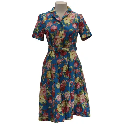 Dress (Blue, Multicolored) from Lindy Bop Cotton, Elastane, Polyester