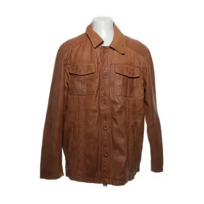 Läderjacka (Brun) från Peckott Bomull, Skinn, Polyester