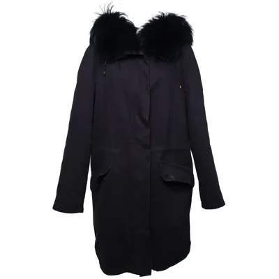 Parka (Sort) fra Yves Salomon Polyester, Kaninpels