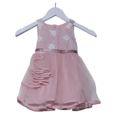 Flower girl dress (Pink, White) Cotton, Polyester