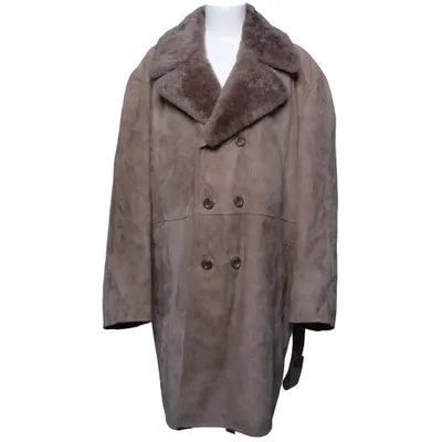 Veste en peau de mouton retournée (Beige) de Pege Skinn