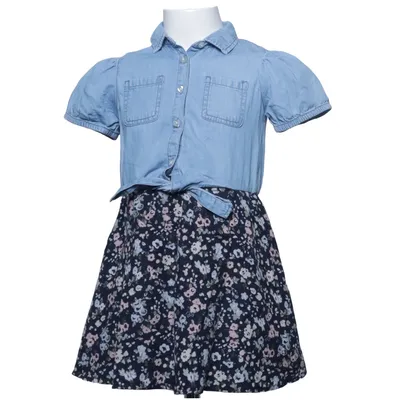 Jurk (Blauw, Meerkleurig) van Lindex Kids Katoen, Polyester