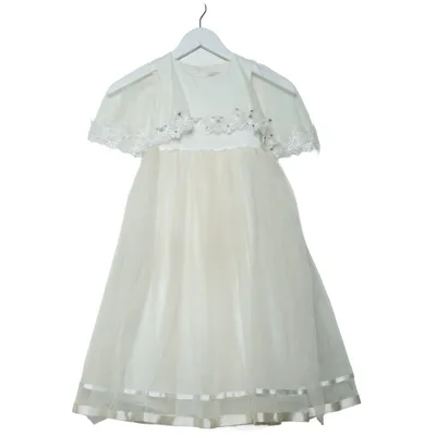 Robe de fille de fleur (Beige, Blanc) de Monita