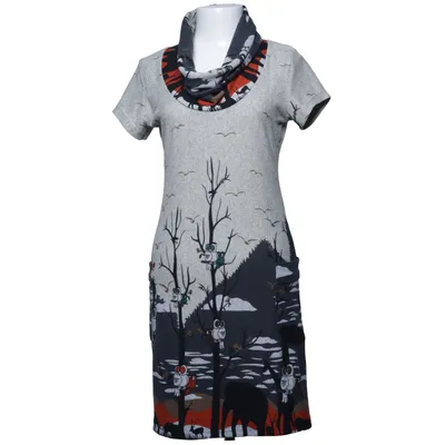 Dress (Gray, Multicolored) from Purplish London Cotton, Polyester