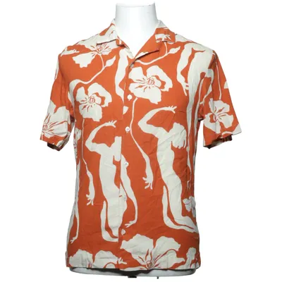 Short sleeve shirt (Beige, Multicolored) from Bershka Linen, Viscose