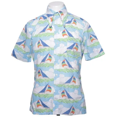 Kortärmad skjorta (Blå, Flerfärgad) från Algots Bomull, Polyester