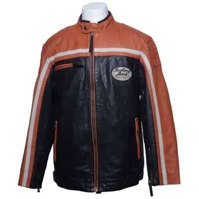 Läderjacka (Svart, Orange, Vit) från Mustang True Denim Skinn