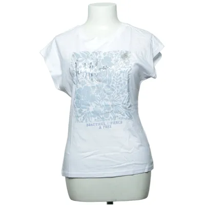T-shirt (Hvid, Blå) fra Blind Date Bomuld, Modal