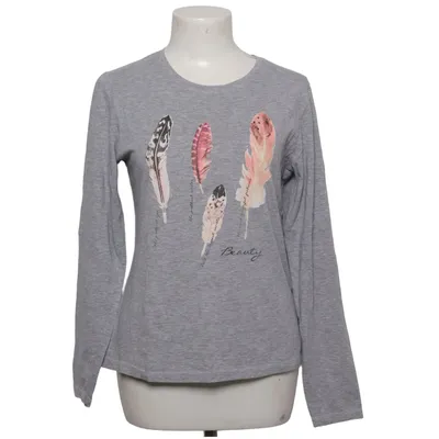 Langærmet t-shirt (Grå, Flerfarvet) fra Basic Style Bomuld, Elastan