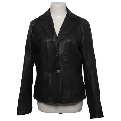 Leather jacket (Black) from Oui Moments Polyester, Leather