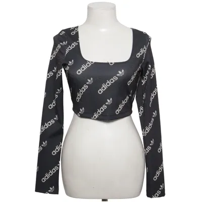 Crop top (Black, White) from Adidas Originals Elastane, Metallic fiber, Polyester, Viscose