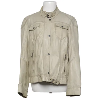 Leather jacket (Beige) from Mauritius Cotton, Leather, Polyester