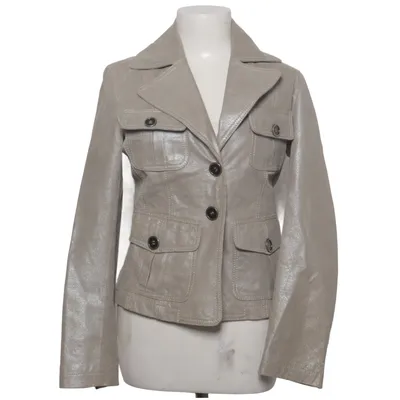 Leather blazer (Silver) from Marc Aurel Cotton, Leather, Polyester