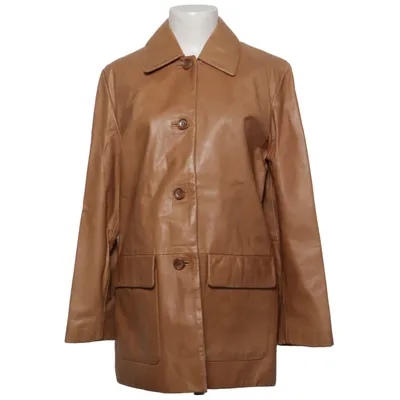 Leren jas (Beige) van Offset Leer, Polyester