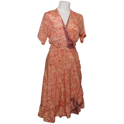 Robe portefeuille (Rouge, Beige) de Maza Polyester, Soie