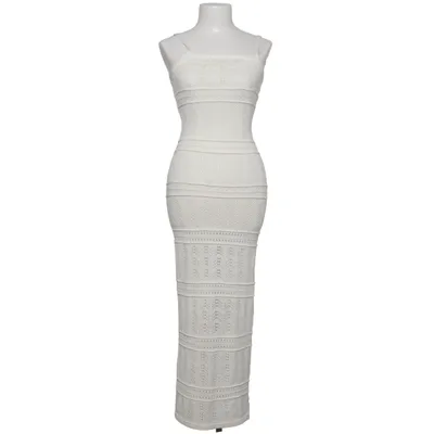 Maxi dress (White) from Bershka Acrylic, Polyester